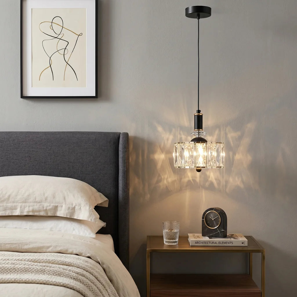 Elora LED Crystal Pendant Light Modern Black Small Crystal Chandelier