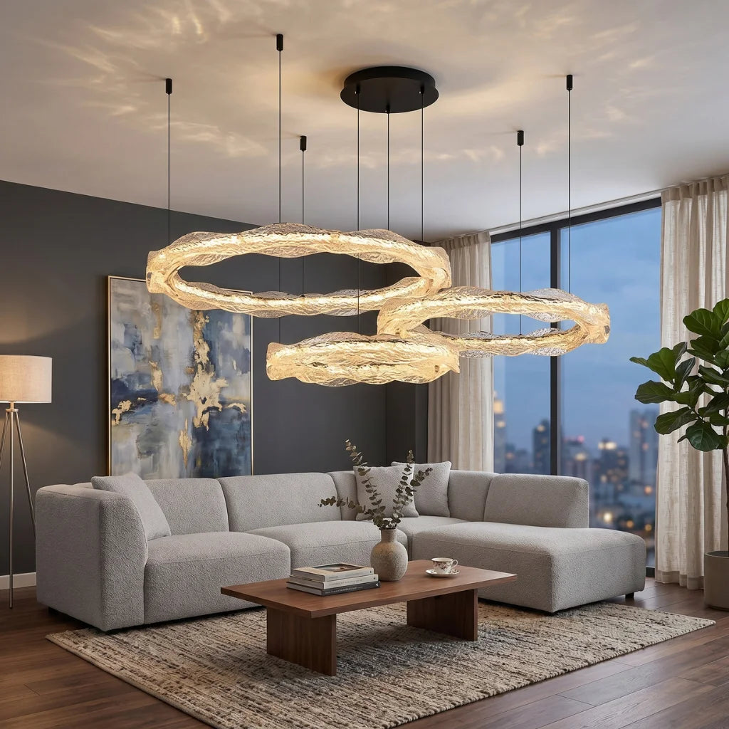 Soren Modern LED Crystal-Effect Resin Chandelier for Living Rooms & Dining Areas
