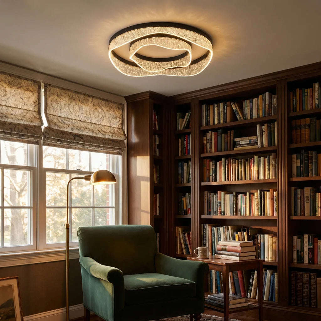 Black Simple Flat-mounted Lamp for Low Ceiling