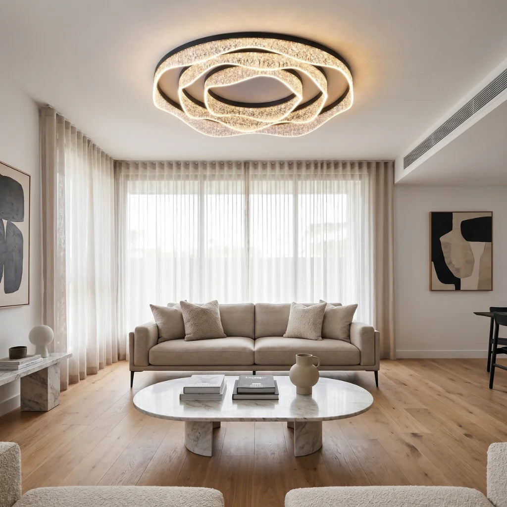 Black Contemporary Ceiling Lamp For Living Room