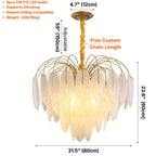 Pluma Modern LED Feather-Inspired Crystal Chandelier for Living Spaces