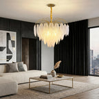 Pluma Modern LED Feather-Inspired Crystal Chandelier for Living Spaces