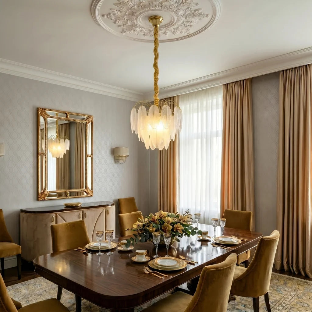 Pluma Modern LED Feather-Inspired Crystal Chandelier for Living Spaces