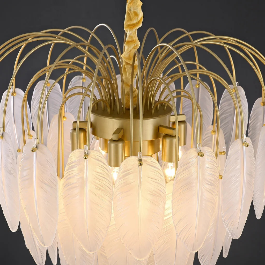 Pluma Modern LED Feather-Inspired Crystal Chandelier for Living Spaces