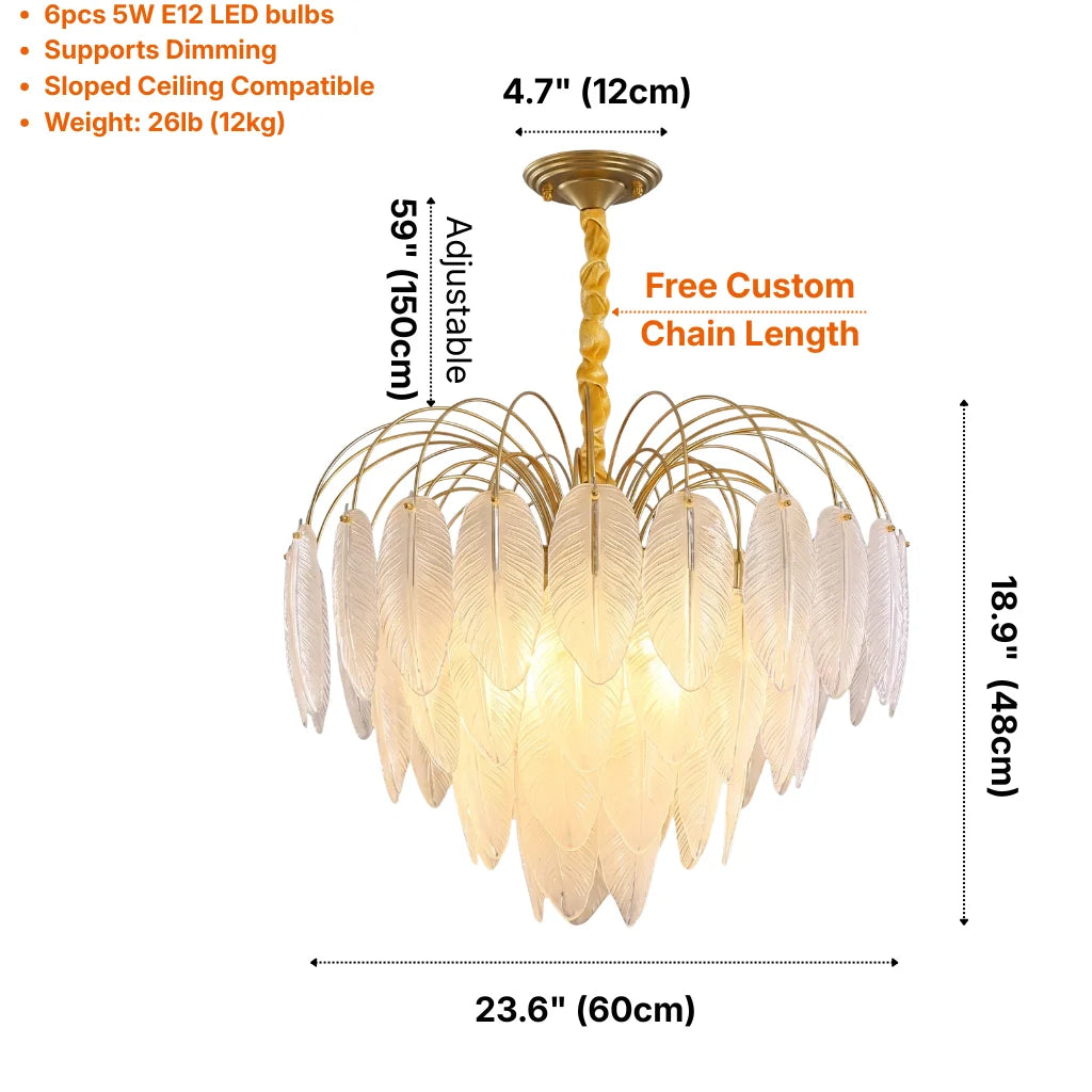 Pluma Modern LED Feather-Inspired Crystal Chandelier for Living Spaces