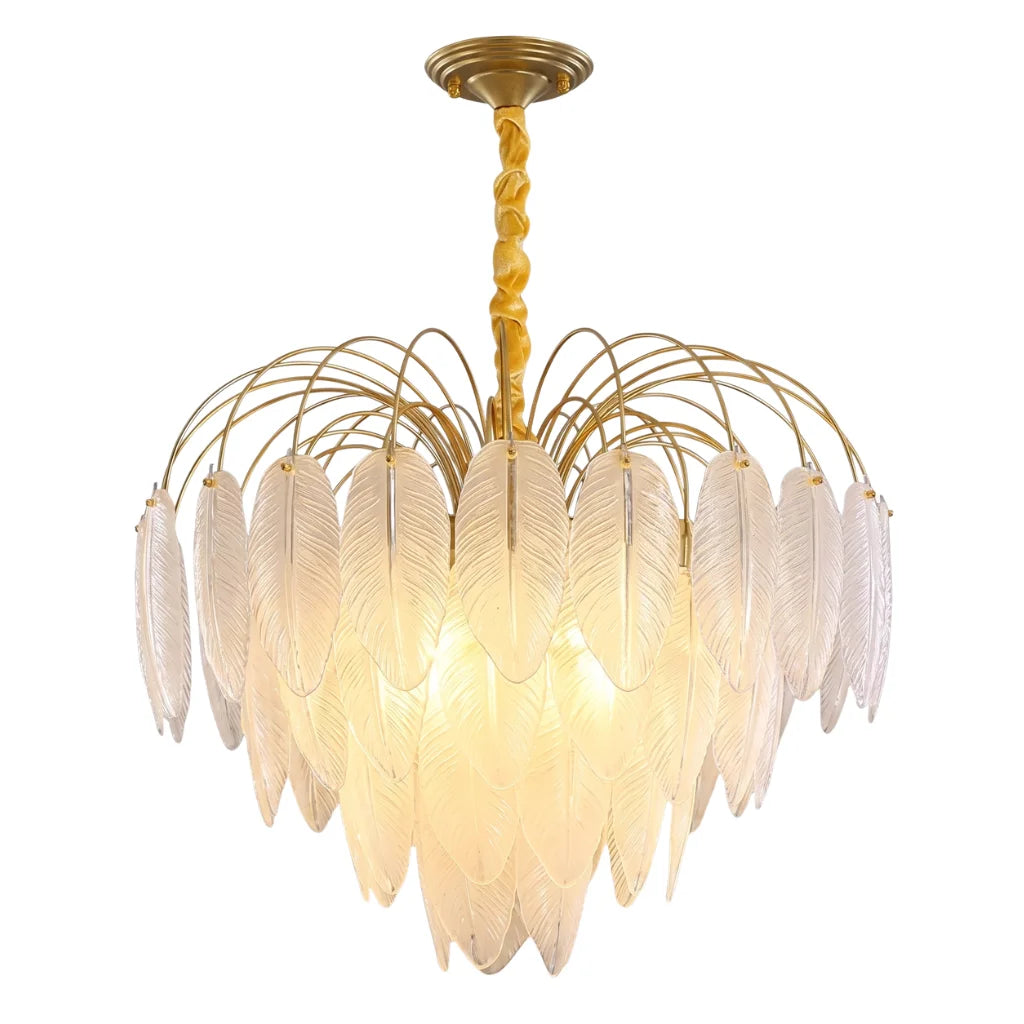 Pluma Modern LED Feather-Inspired Crystal Chandelier for Living Spaces