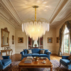 Pluma Modern LED Feather-Inspired Crystal Chandelier for Living Spaces