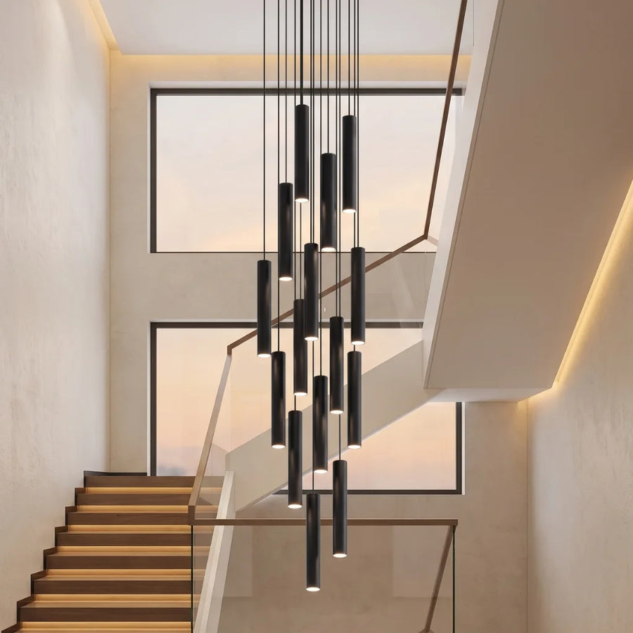 Pilar Modern LED Spiral Staircase Chandelier for Tall Foyers & Stairwells