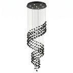 Black Obsidian Spiral Staircase Chandelier Gema — front view on white background