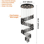 Modern Black Obsidian Staircase Chandelier Gema — GU10 LED bulb detail