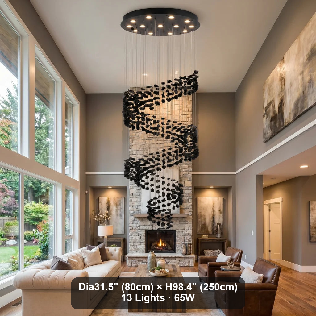 Gema Black Spiral Staircase Chandelier Dia60 size dimensions