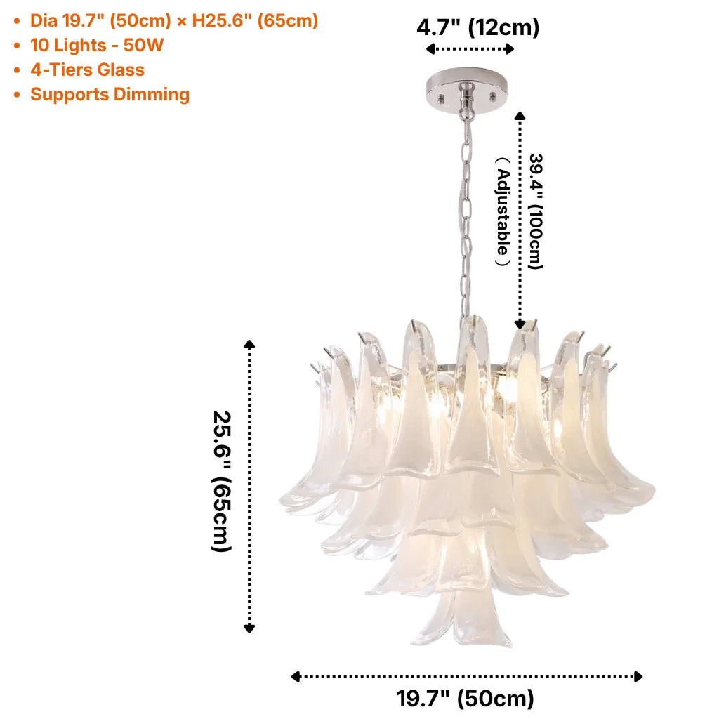 Calla Chrome Frosted Glass Tiered Chandelier - D20" x H26" (4 Tiers)