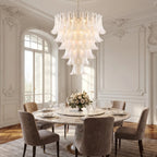 Calla Chrome Frosted Glass Tiered Chandelier - D25.6" x H33.5" (5 Tiers)