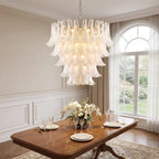 Calla Chrome Frosted Glass Tiered Chandelier - D19.7" x H25.6" (4 Tiers)