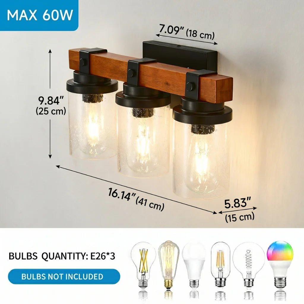 Silas wood wall lamp angled perspective view