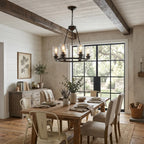 Forge black wagon wheel chandelier rustic foyer entryway installation
