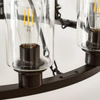 Forge black wagon wheel chandelier farmhouse interior lighting