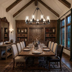 Forge black wagon wheel chandelier kitchen island installation