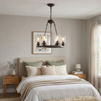 Forge black wagon wheel chandelier alternate angle view