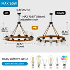 Silas wood wagon wheel chandelier angled perspective view