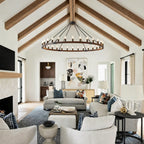 Ember wagon wheel chandelier wood grain and metal frame texture detail