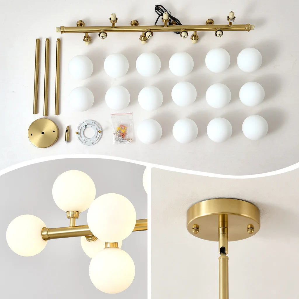 Vesper 16-Light Modern Farmhouse Pendant Light with Glass Shade ceiling mount installation view