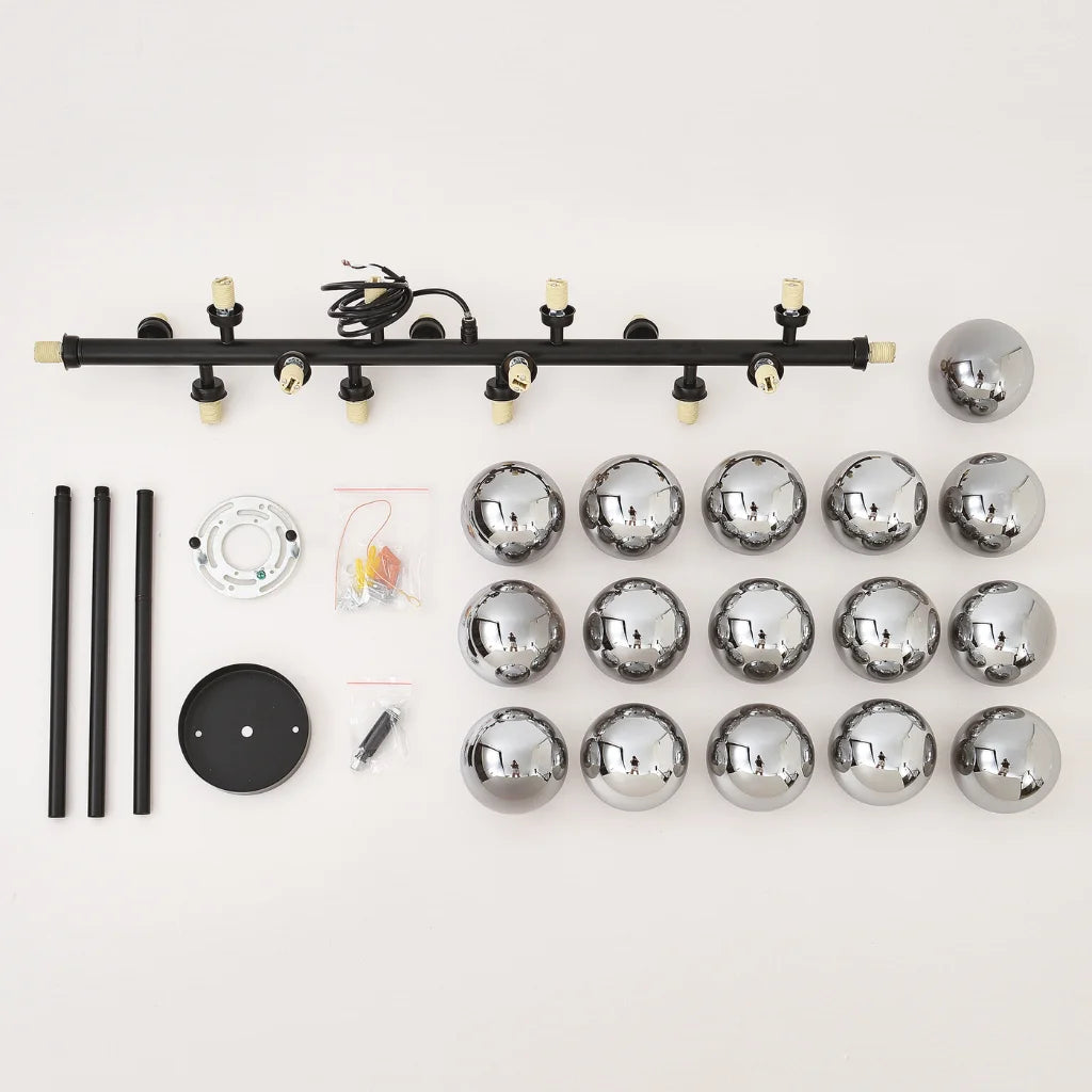 Vesper 16-Light Modern Farmhouse Pendant Light with Glass Shade size dimensions and scale reference