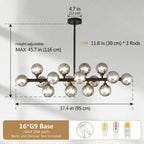 Vesper 16-Light Modern Farmhouse Pendant Light with Glass Shade angled view