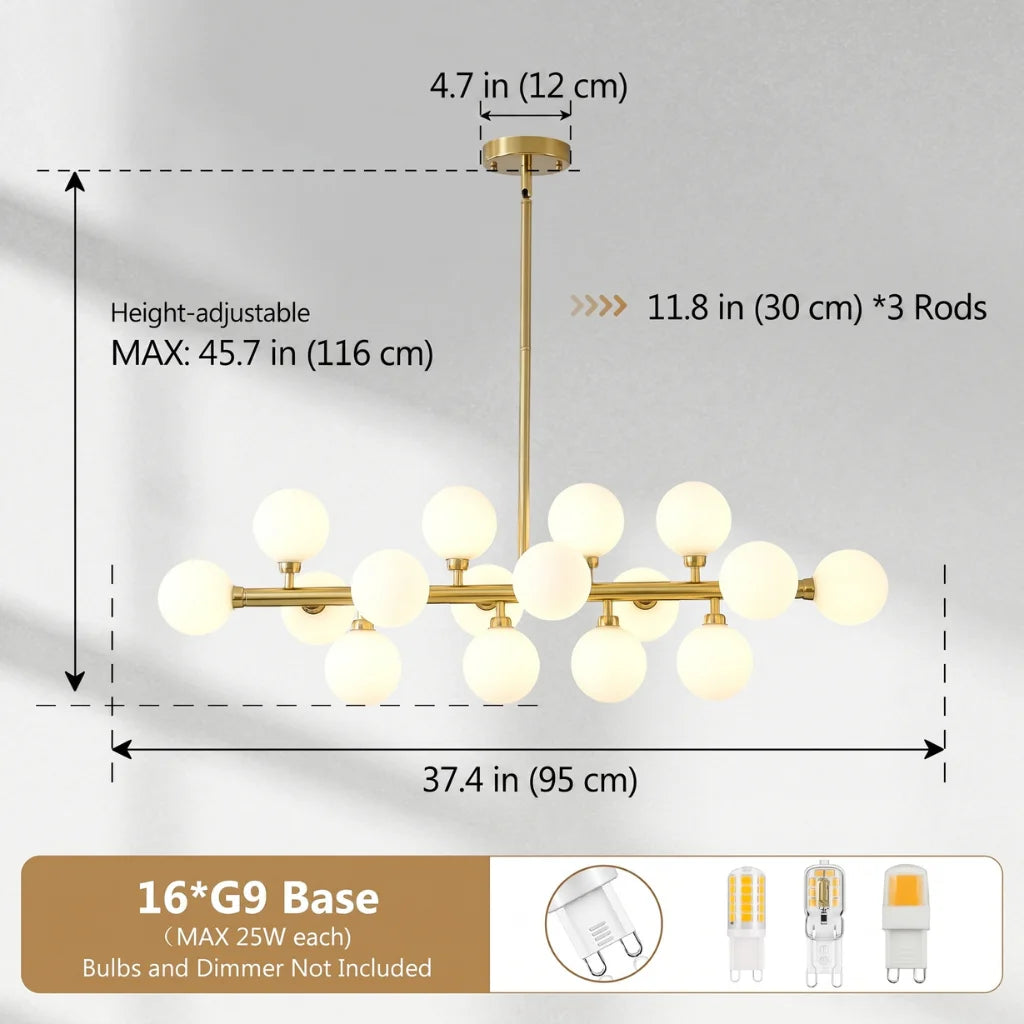 Vesper 16-Light Modern Farmhouse Pendant Light with Glass Shade close-up detail view