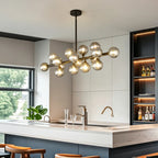Vesper 16-Light Modern Farmhouse Pendant Light with Glass Shade farmhouse metal frame detail