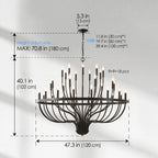 Coronet Industrial Iron Candle Chandelier gold finish front angle view on white background