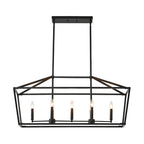 Atrium Matte Black Industrial Linear Chandelier front view on white background