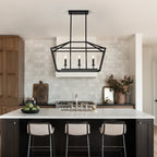 Atrium Matte Black Industrial Linear Chandelier alternate angle on white background