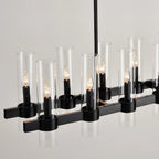 Aero matte black linear farmhouse chandelier top view showing linear frame structure