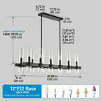 Aero matte black linear farmhouse chandelier in kitchen island setting