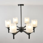 Clara matte black farmhouse chandelier packaging and assembly components