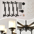 Clara matte black farmhouse chandelier adjustable height rods detail