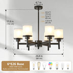 Clara matte black farmhouse chandelier in living room setting