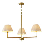 gold rope chandelier with fabric shades