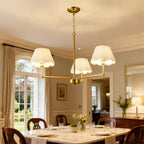 fabric shade chandelier close up
