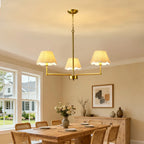 gold contemporary chandelier in living room setting