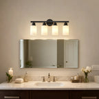 Dawn Matte Black Wall Sconce in contemporary bathroom