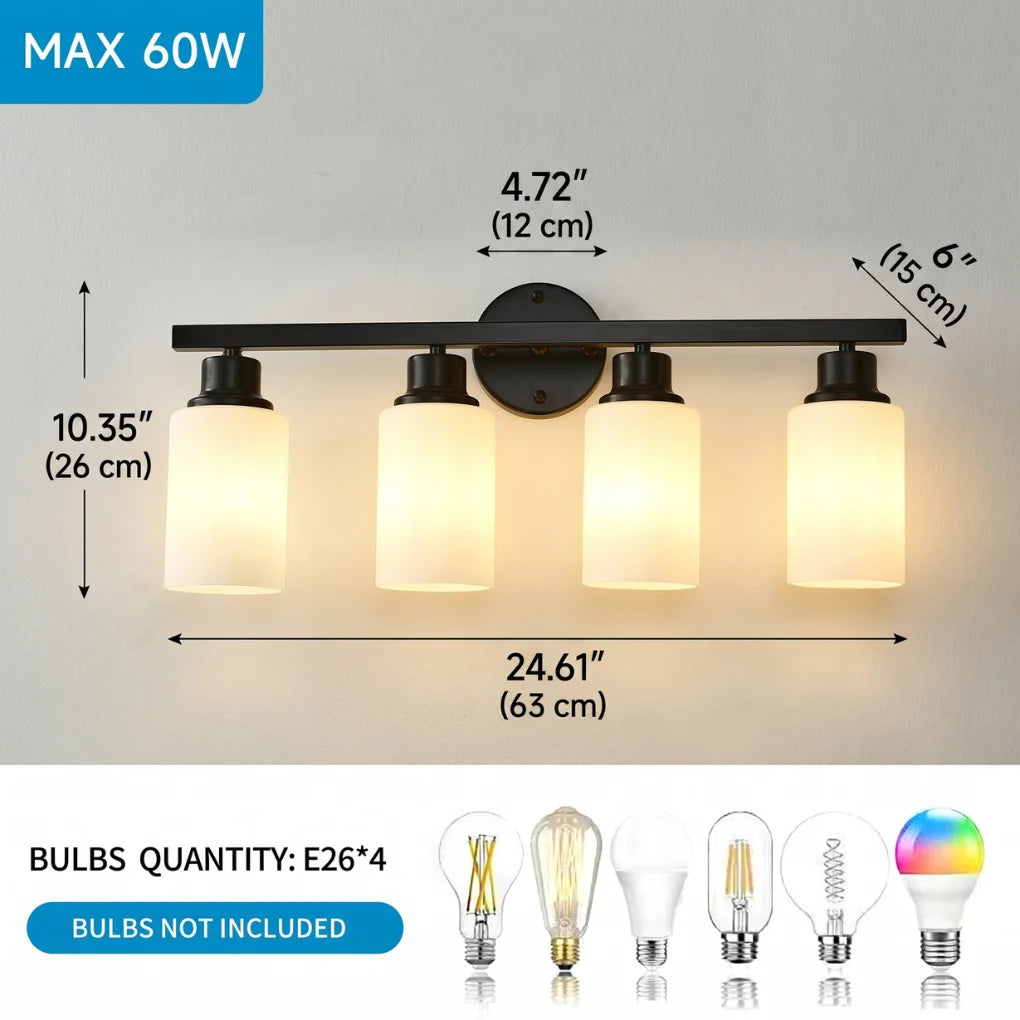 Dawn Matte Black Wall Sconce white glass shade angle view