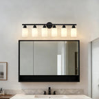 Dawn Matte Black Wall Sconce in modern bathroom setting