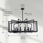 Nexus Metal Lantern Tiered Pendant Chandelier Matte Black alternate angle view