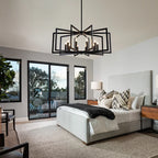 Nexus Metal Lantern Tiered Pendant Chandelier Matte Black tiered design detail