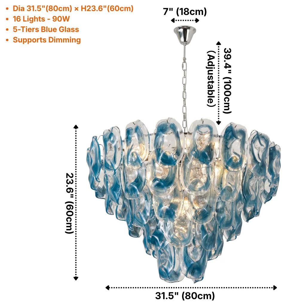 Oyster Colored Glass Chandelier