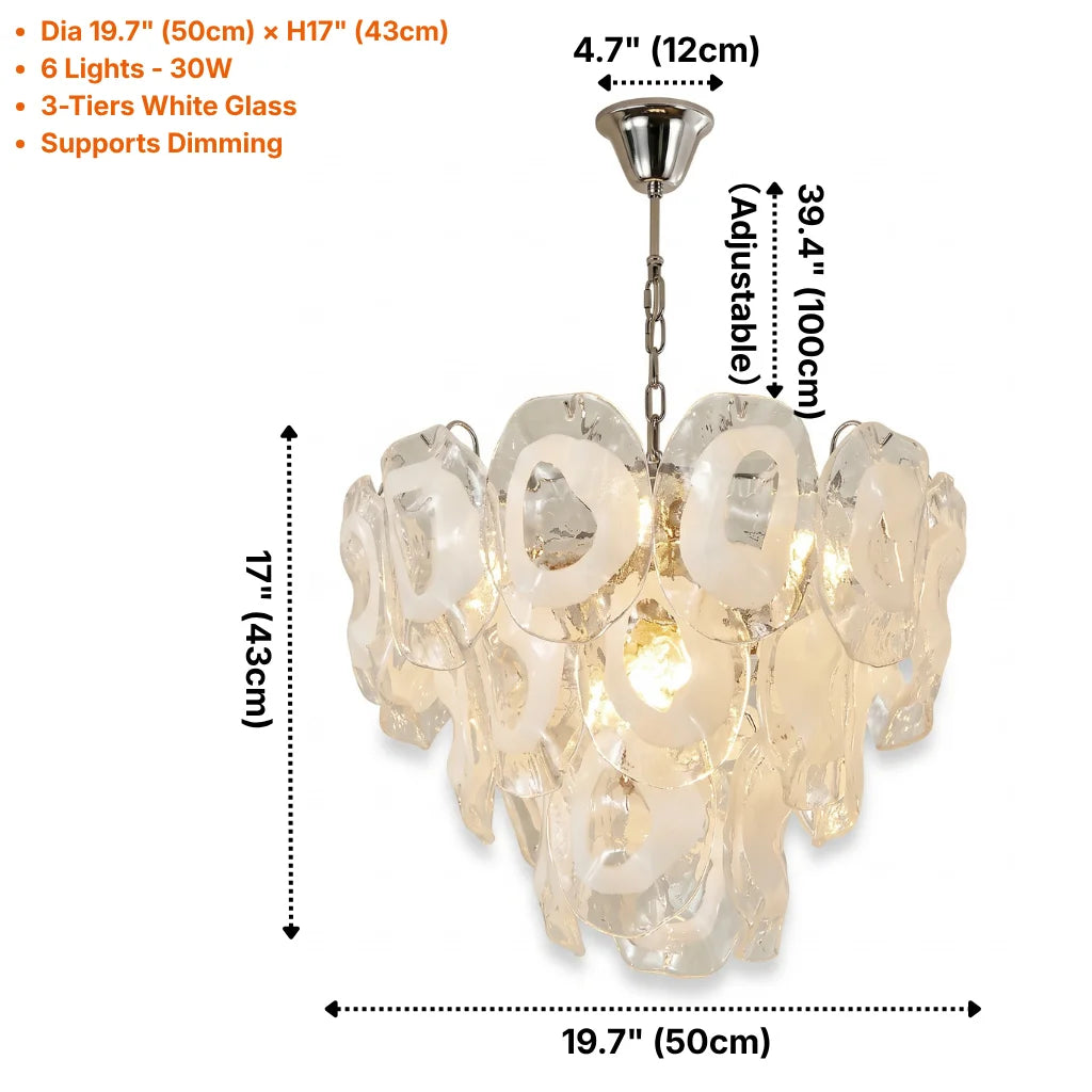 Oyster Colored Glass Chandelier