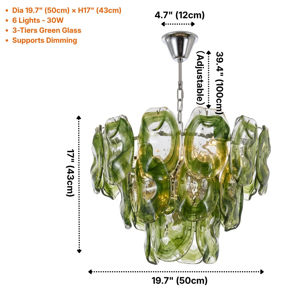 Oyster Colored Glass Chandelier