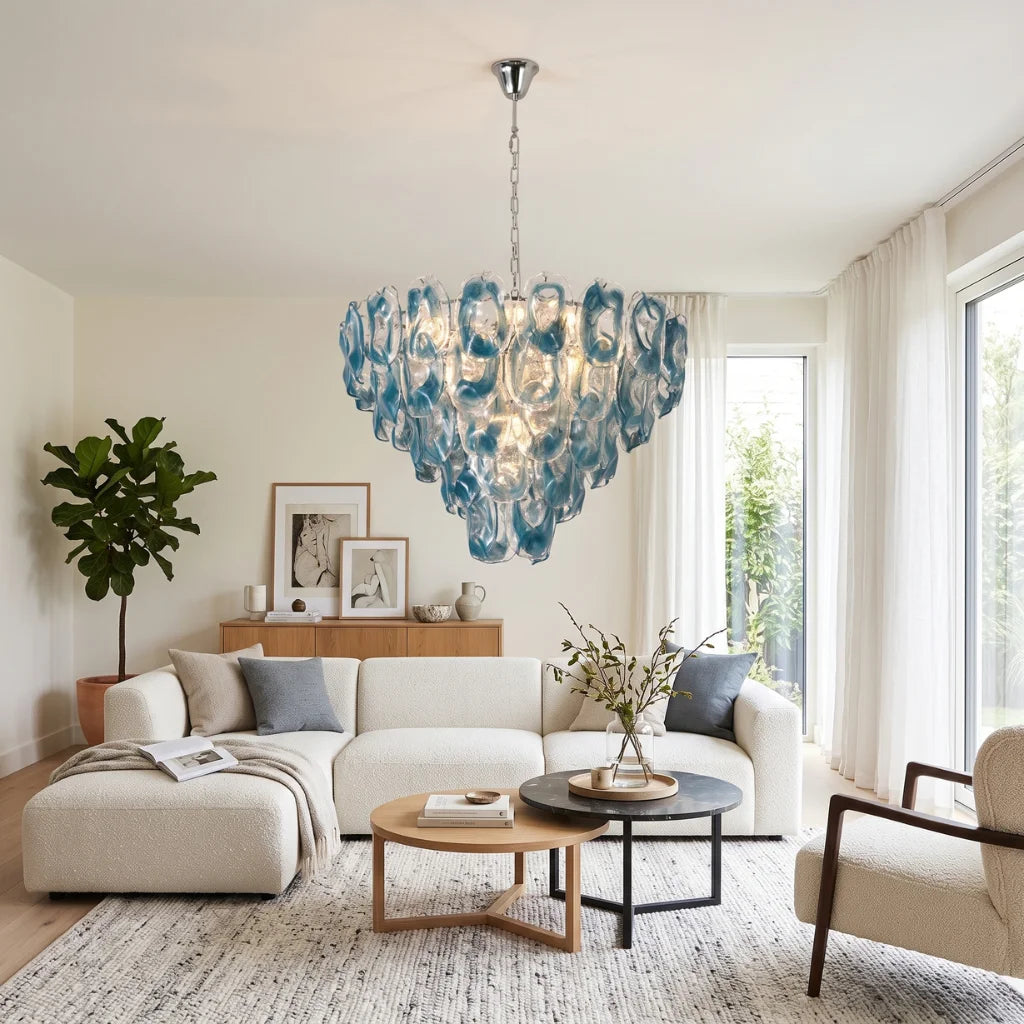 Oyster Colored Glass Chandelier